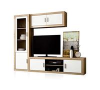 duehome | Salon Modular, Conjunto de Muebles de Salon, Modelo Nuka V1, Acabado en Cambria y Blanco, Medidas: 240 cm (Largo)