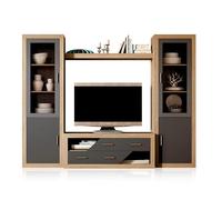 duehome | Salon Modular, Conjunto de Muebles de Salon, Modelo Nuka V5, Acabado en Cambria y Gris Grafiro, Medidas: 250 cm (Largo)