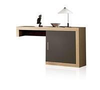 duehome | Salon Modular, Módulo Bajo Auxiliar con 1 Puerta, Composicion Salon por Piezas, Modelo Nuka, Acabado en Grafito y Cambria, Medidas: 130 cm (Largo) x 29,7 cm (Fondo) x 69 cm (Alto)