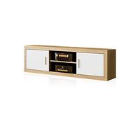 duehome | Salon Modular, Módulo Bajo con 2 Puertas, Composicion Salon por Piezas, Modelo Nuka, Acabado en Blanco y Cambria, Medidas: 180 cm (Largo) x 41,4 cm (Fondo) x 50 cm (Alto)