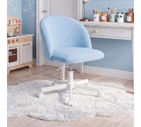 duehome Silla de Escritorio Candy, Tapizada, Ergonómica, Altura Regulable | Oficina y Estudio, Azul Claro, Efecto Borreguito, Teletrabajo, Tocador, Dormitorio Juvenil, 45,5 x 47 x 76-89,5 cm