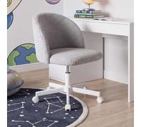 duehome Silla de Escritorio Candy, Tapizada, Ergonómica, Altura Regulable | Oficina y Estudio, Gris Claro, Efecto Borreguito, Teletrabajo, Tocador, Dormitorio Juvenil, 45,5 x 47 x 76-89,5 cm