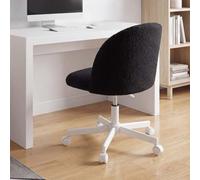 duehome Silla de Escritorio Candy, Tapizada, Ergonómica, Altura Regulable | Oficina y Estudio, Negro, Efecto Borreguito, Teletrabajo, Tocador, Dormitorio Juvenil, 45,5 x 47 x 76-89,5 cm