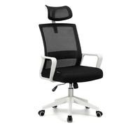 duehome | Silla de Oficina Ergonómica Dafne, Silla de Escritorio, Modelo Dafne, Acabado en Negro y Blanco, Medidas: 55 cm (Ancho) x 51 cm (Largo) x 111-121 cm (Alto)