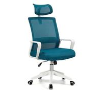 duehome | Silla de Oficina Ergonómica Dafne, Silla de Escritorio, Modelo Dafne, Acabado en Turquesa y Blanco, Medidas: 55 cm (Ancho) x 51 cm (Largo) x 111-121 cm (Alto)