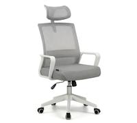 duehome | Silla de Oficina Ergonómica, Silla de Escritorio, Modelo Dafne, Acabado en Gris y Blanco, Medidas: 55 cm (Ancho) x 51 cm (Largo) x 111-121 cm (Alto)