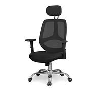duehome | Silla Ergonomica de Oficina, Silla de Despacho, Escritorio o Estudio, Acabado en Tejido Transpirable, Color Negro, Modelo Soul, Medidas: 62,5 cm (Ancho) x 59 cm (Fondo) x 114-122 cm (Alto)