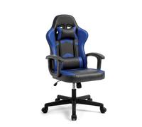 duehome Silla Gaming Ergonómica Raptor, Diseño Racing, Altura Regulable | Para Escritorio, Negro y Azul, Videojuegos, Teletrabajo, Estudio, Asiento Acolchado, Ruedas 360°, 50 x 68 x 116-125 cm