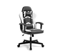 duehome Silla Gaming Ergonómica Raptor, Diseño Racing, Altura Regulable | Para Escritorio, Negro y Blanco, Videojuegos, Teletrabajo, Estudio, Asiento Acolchado, Ruedas 360°, 50 x 68 x 116-125 cm