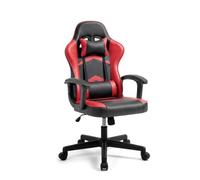 duehome Silla Gaming Ergonómica Raptor, Diseño Racing, Altura Regulable | Para Escritorio, Negro y Rojo, Videojuegos, Teletrabajo, Estudio, Asiento Acolchado, Ruedas 360°, 50 x 68 x 116-125 cm