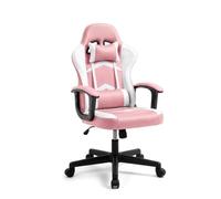 duehome Silla Gaming Ergonómica Raptor, Diseño Racing, Altura Regulable | Para Escritorio, Rosa y Blanco, Videojuegos, Teletrabajo, Estudio, Asiento Acolchado, Ruedas 360°, 50 x 68 x 116-125 cm