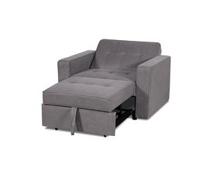 duehome | Sillon Cama, Sillon 3 Posiciones, Asiento de Descanso, Modelo Soren, Acabado en Tejido Color Gris, Medidas: 110 cm (Largo) x 91,5 cm (Alto) x 88-125-180 cm (Fondo)