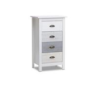 duehome | Sinfonier Juvenil 4 Cajones, Cajonera Dormitorio Infantil, Modelo Ocean, Acabado en Blanco y Vintage Colors Multicolor, Medidas: 46 cm (Largo) x 80 cm (Alto) x 35 cm (Fondo)