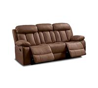 duehome | Sofá 3 Plazas, Sofá Reclinable, Asiento de Descanso, Modelo Kendal, Acabado en Tejido Color Chocolate, Medidas: 208 cm (Largo) x 101 cm (Alto) x 97 (Fondo)