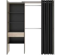 duehome Vestidor con 1 cajón y cortina 160-110 cm natural y grafito