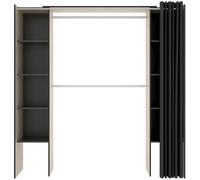 duehome Vestidor con cortina 180-110 cm natural y grafito