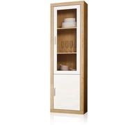 duehome | Salon Modular, Vitrina Reversible con 2 Puertas, Composicion Salon por Piezas, Modelo Nuka, Acabado en Cambria y Blanco, Medidas: 60 cm (Largo) x 193,2 cm (Alto) x 34,6 cm (Fondo)