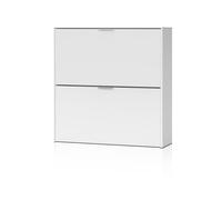 duehome | Zapatero 2 Puertas, Mueble Zapatero Estrecho, Modelo Nubo, Acabado en Color Blanco, Medidas: 75 cm (Ancho) x 76 cm (Alto) x 22 cm (Fondo)