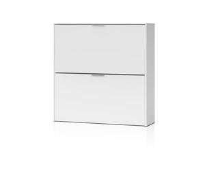duehome | Zapatero 2 Puertas, Mueble Zapatero Estrecho, Modelo Nubo, Acabado en Color Blanco, Medidas: 75 cm (Ancho) x 76 cm (Alto) x 22 cm (Fondo)