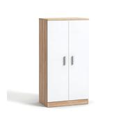 duehome | Zapatero Armario, Mueble Auxiliar, Acabado en Blanco Artik y Roble Canadian, Modelo Liam 55, Medidas: 55 cm (Largo) x 108 cm (Alto) x 36 cm (Fondo)