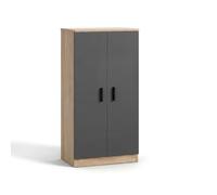 duehome | Zapatero Armario, Mueble Auxiliar, Acabado en Roble Canadian y Gris Grafito, Modelo Liam 55, Medidas: 55 cm (Largo) x 108 cm (Alto) x 36 cm (Fondo)