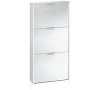 duehome Zapatero de 3 puertas melamina, blanco, 60 x 113 x 22