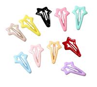 Duehut HLLMX - 10 pinzas para el pelo antideslizantes con diseño de estrellas coloridas para niños pequeños, bonitos pasadores de metal para el cabello, accesorios para el cabello para niños,