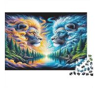 Duelo de Leones Puzzle 1000 Piezas Papel Reciclado para Adultos Puzzle para Adultos Imposible difícil desafiante Juego Familiar Divertido Excelente Idea de Regalo 70x50cm/1000pcs