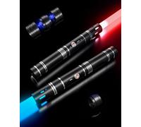 Duelo de sables de luz Juego de 2 4 Efectos de Sonido y 20 Colores Sable de luz Hoja de Doble Cara Vibrante Mango de Metal sables de luz para niños y Adultos (Sliver)