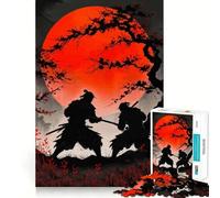 Duelo de samuráis con Luna Roja Rompecabezas de 1000 Piezas para Adolescentes Pure Logic Toy Gentle Relax Clean Cut Fine Art Piece (38x52cm)