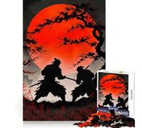 Duelo de samuráis con Luna Roja Rompecabezas de 1000 Piezas para Adolescentes Pure Logic Toy Gentle Relax Clean Cut Fine Art Piece (38x52cm)