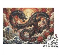 Duelo de Sombra de Dragón Puzzle 1000 Piezas Adultos Y Niños,Rompecabezas,Anti-estrés,Regalo Ideal Ninja,Premium,Cartón,14 Años+,Deco Pared,Desafío,Educativo,Reto,Relax 70x50cm