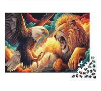 Duelo Salvaje Animales 1000 Piezas Paper Rompecabezas para Adultos León Águila Juego Mental Decoración Hogar 38x26cm/1000pcs