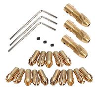 Duendhd 3 juegos 0.5-3mm latón taladro Chuck pequeño taladro eléctrico pinza para herramientas rotativas 3 tamaño -2.0mm 2.35mm 3.17mm