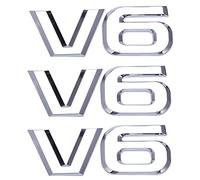 Duendhd 3 pegatinas de metal plateado V6, emblema para coche
