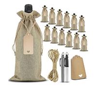 Duendhd Bolsas de 12 paquetes de yute con palabras y cuerda,bolsas de vino para regalos, bolsa de lona a