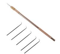 Duendhd Peluca de Ganchillo 5 Piezas Agujas de VentilacióN +1 Soporte de LatóN para Peluca de Encaje Aguja Postizo Juegos de para Anudar Gancho con Cuentas