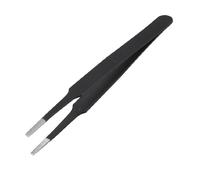 Duendhd Pinzas rectas de acero inoxidable de punta cuadrada plano antiestatico 4.7" Negro