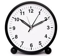 Duendhd Reloj mesita de noche sin tictac con batería de mesa Relojes luminosos, pequeño reloj, adecuado para dormitorio en casa (negro)