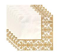 Duendhd Servilletas Desechables de Papel de Estampado Dorado de 100 Piezas para Restaurante y Hotel (Dorado +)