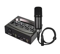 Duendhd Tarjeta de sonido externa de 48 V Phantom unidad libre de corriente 45 KHZ Muestreo es adecuado para la grabación de K Song Ajuste