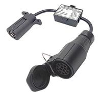 Duendhd USA to European Trailer Light Converter 7 Way Flat Socket (Vehículo estadounidense) a 13-Pin Round Plug (Remolque de la UE)