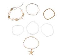 Dünnes Brazalete Mit Blauer Linie YANCHUN Armbänder für Frauen Boho Mehrlagige Perlenarmbänder Muschelarmbänder Armbänder -Strandarmbänder für Mädchen Schlichtes Fußkettchen (B, talla única)