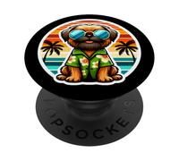 Dueño de perro Grifón de Bruselas Vibes de verano Vacaciones Sol PopSockets PopGrip Adhesivo