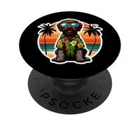 Dueño de perro Grifón de pelo duro señalando vacaciones de verano PopSockets PopGrip Adhesivo