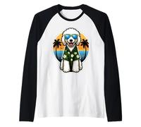 Dueño de perro Komondor Summer Vibes Vacaciones Vacaciones Vintage Sun Camiseta Manga Raglan