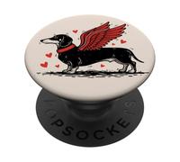 Dueño de Perro Salchicha con alas de ángel Lindo Perro Salchicha PopSockets PopGrip Adhesivo