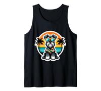 Dueño de perro Schnauzer gigante Summer Vibes Vacaciones Tropical Sun Camiseta sin Mangas