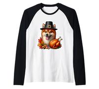 Dueño de Perro Spitz finlandés de Acción de Gracias mamá papá Divertido otoño Lindo Camiseta Manga Raglan
