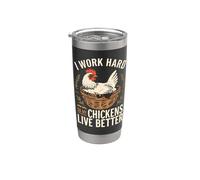 Dueño de pollo divertido Trabajo duro para que mis pollos vivan mejor Vaso térmico de acero inoxidable de doble pared